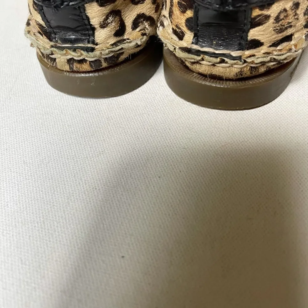 Sperry Too Sider Calf hair leopard prints & black patent leather size 7.…